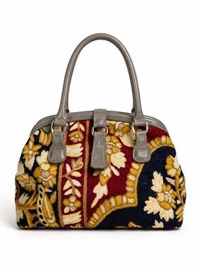 Vintage Marco Avane Embroidered Tapestry Carpet Satchel Crossbody Boho Bag
